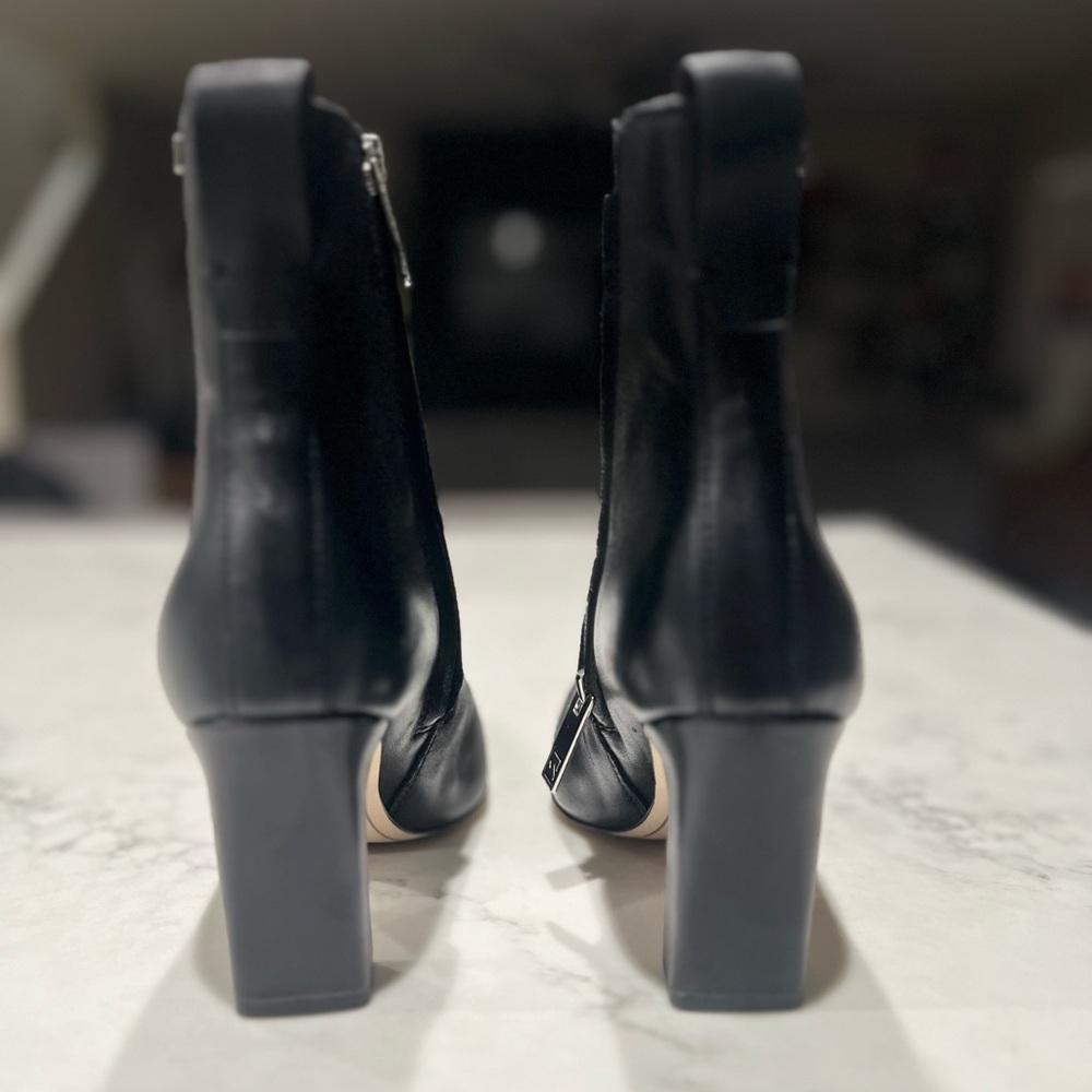 Franco Sarto Black Leather Square-Toe Ankle Boots - Picture 5 of 9